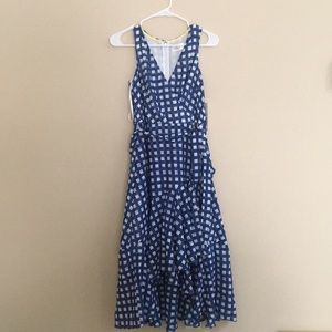 Eliza J Blue Checkered wrap dress